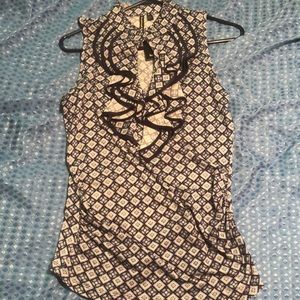 Blue and white patterned dress shirt